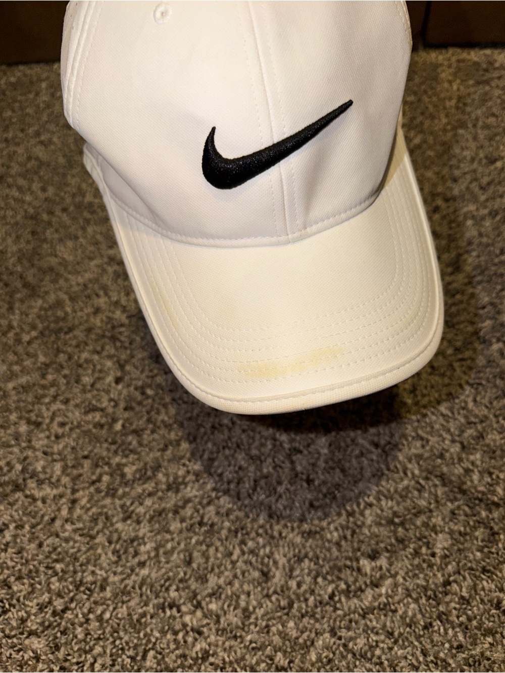 Nike White Hat with Black Swoosh